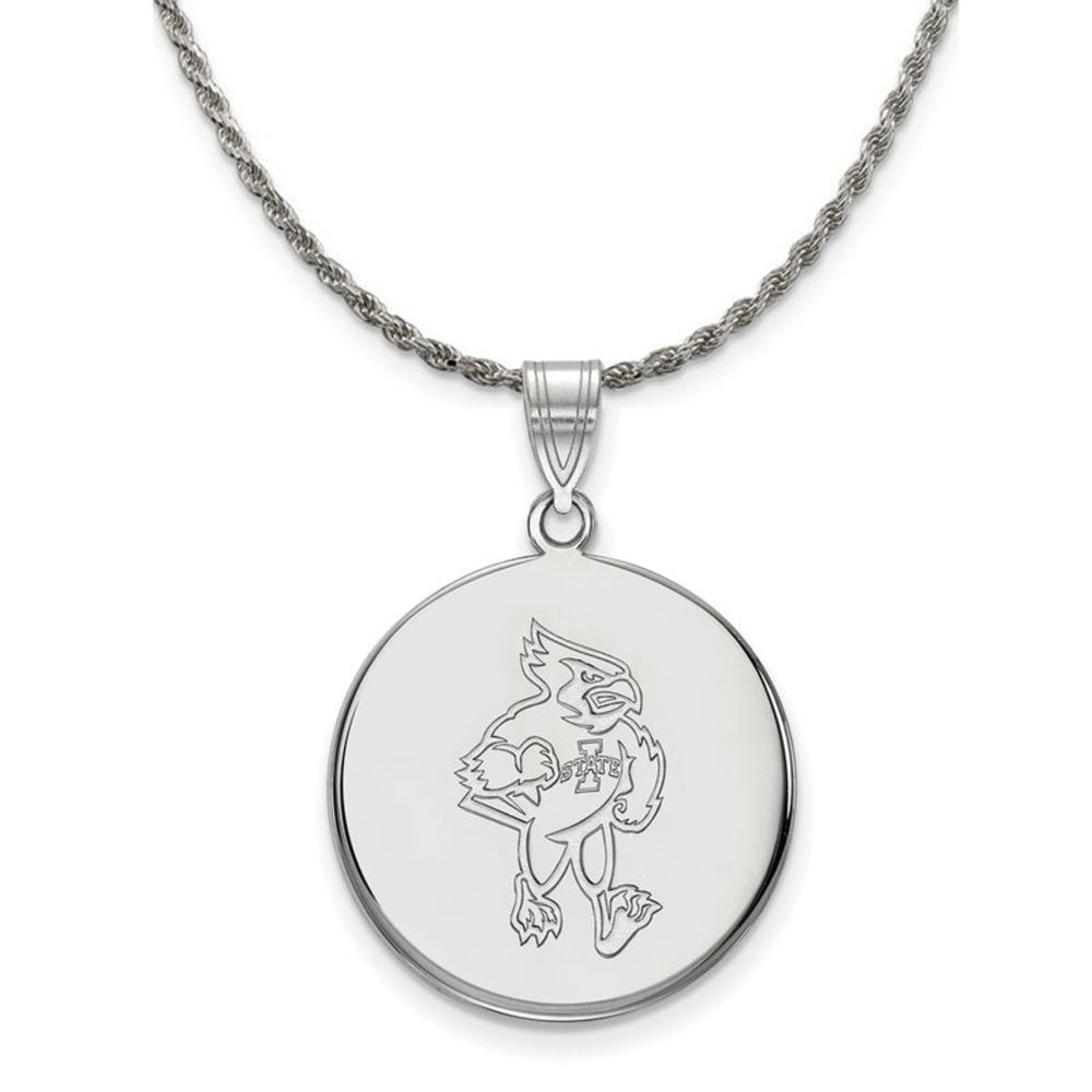 Sterling Silver Iowa State Cyclones Lg Disc Necklace - 18 Inch